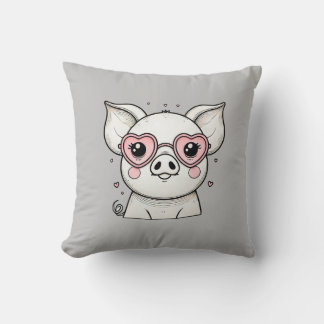 Coussin Cochon Portant des lunettes de soleil en forme de