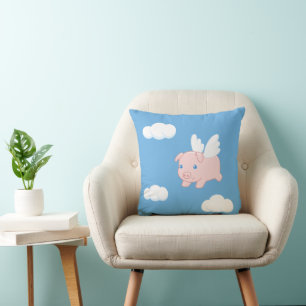 Coussin Cochon volant - Cochon mignon avec ailes