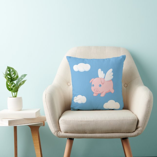 Coussin Cochon Volant - Porcelet Mignon avec des Ailes (Chaise)