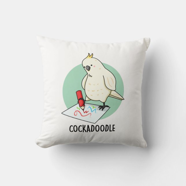 Coussin Cockadoodle amusant Cockatoo Pun (Recto)