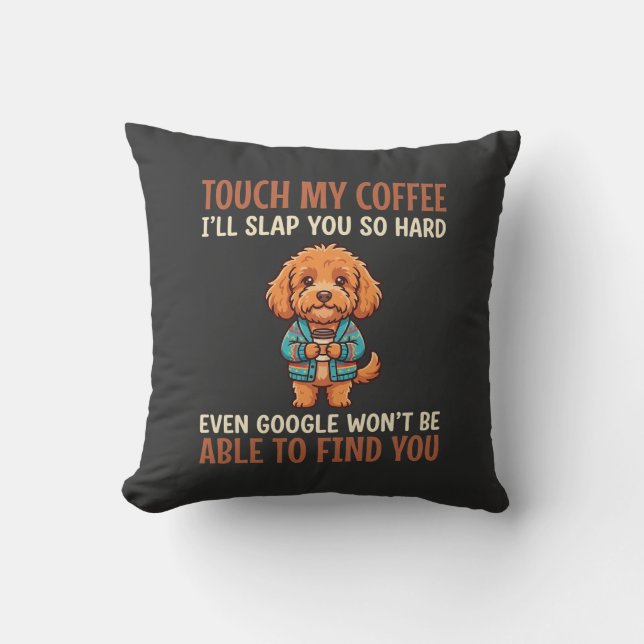 Coussin Cockapoo Amoureux de Café Drôle (Recto)