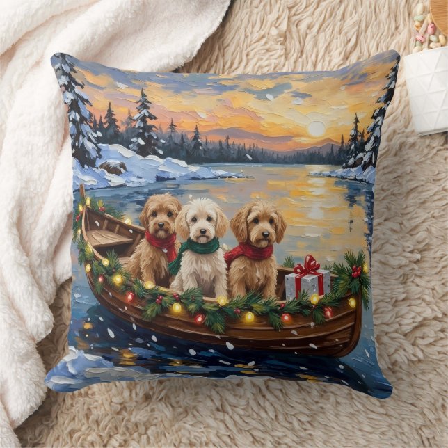 Coussin Cockapoo Christmas Boat Holiday (Couverture)