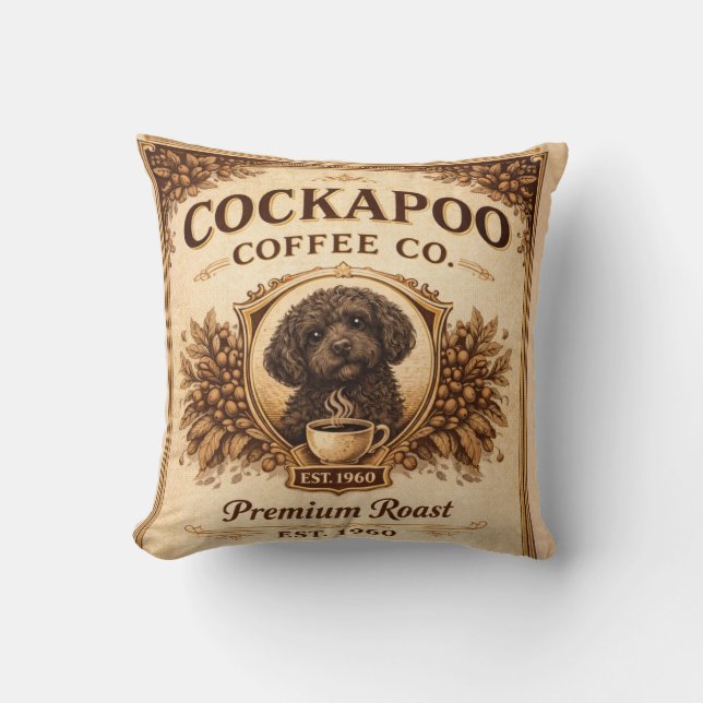 Coussin Cockapoo Coffee Co | Cadeau de coussin pou (Recto)