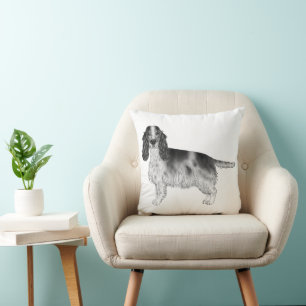 Coussin Cocker Spaniel anglais en noir et blanc