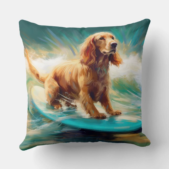 Coussin Cocker Spaniel Beach Surf Peinture (Verso)