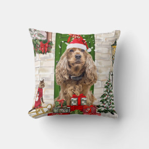 Coussin Cocker Spaniel Chien Christmas Jeu d'oreiller