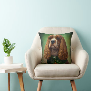 Coussin Cocker Spaniel Chien en robe de fête St. Patrick