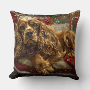 Coussin Cocker Spaniel Chien Festif de Noël