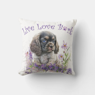 Coussin Cocker Spaniel Chien Maman Floral