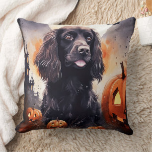 Coussin Cocker Spaniel Halloween avec citrouilles 