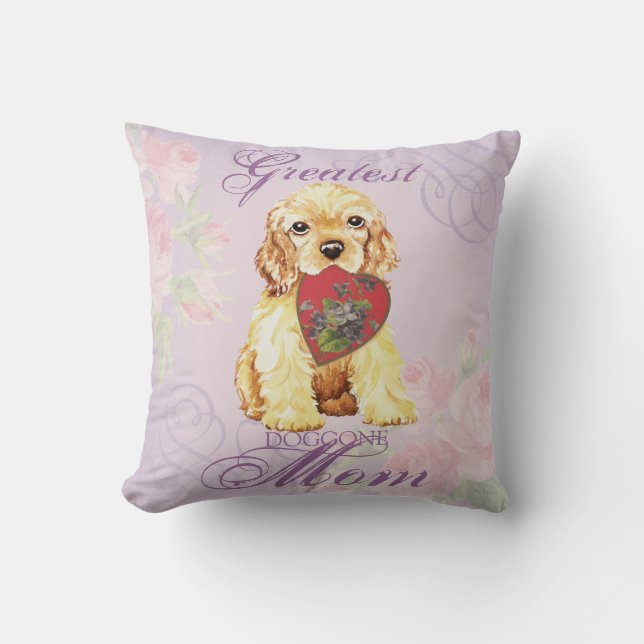 Coussin Cocker Spaniel Heart Maman (Recto)