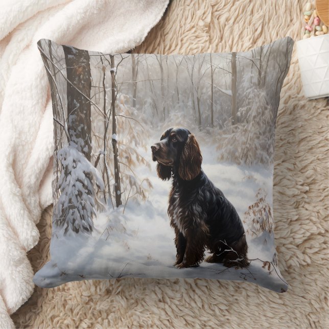 Coussin Cocker Spaniel Laisser Neige Noël (Couverture)