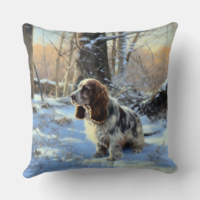 Coussin Cocker Spaniel Laissez tomber la neige Noël (Verso)