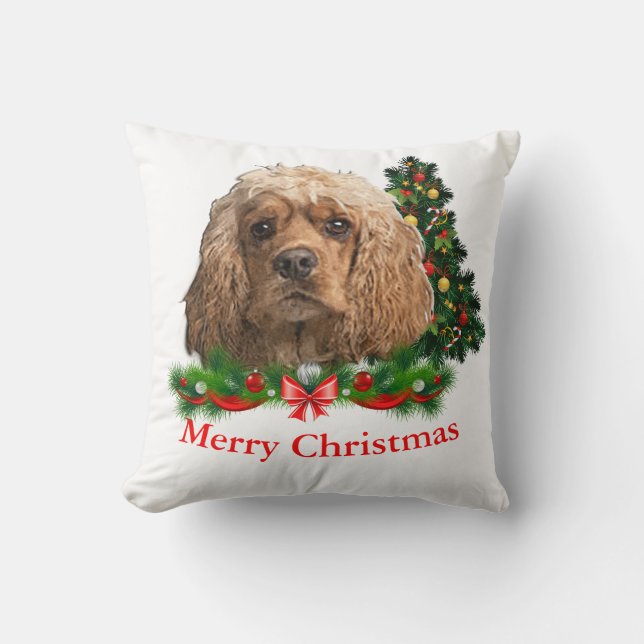 Coussin Cocker spaniel Noël (Recto)