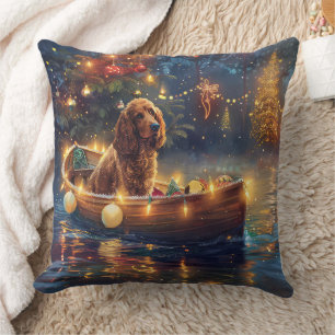 Coussin Cocker Spaniel Noël Festive Voyage