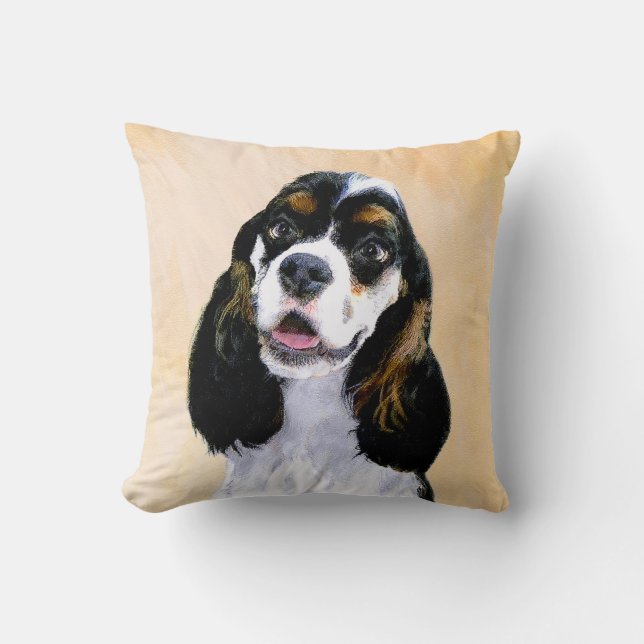 Coussin Cocker Spaniel (Parti) Peinture - Art Chien origin (Recto)