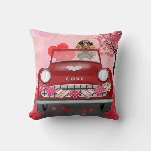 Coussin Cocker Spaniel voiture avec les coeurs Valentine's