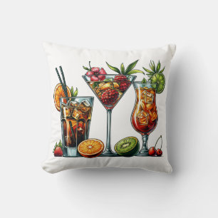 Coussin Cocktail alcoolique Boissons couleurs illustration