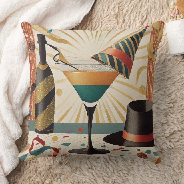 Coussin Cocktail de milieu de siècle - Nouvel An (Couverture)