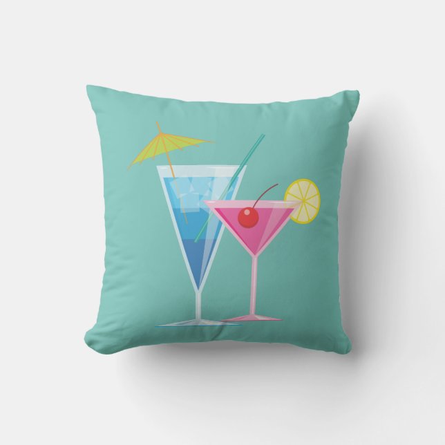 Coussin Cocktails tropicaux sur la turquoise - extérieure (Recto)