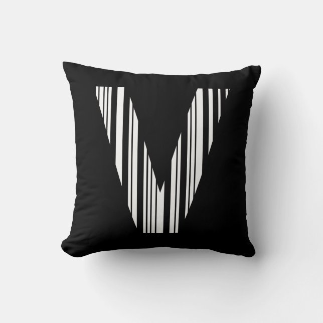 Coussin CODE À BARRES DE LA LETTRE V Premier motif de code (Recto)