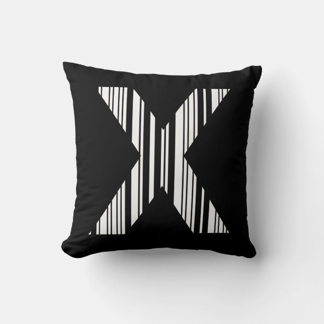Coussin CODE À BARRES DE LA LETTRE X Première initiale Mod (Recto)
