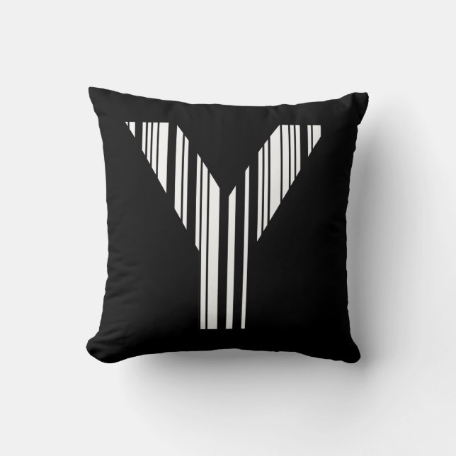 Coussin CODE À BARRES DE LA LETTRE Y Premier motif de code (Recto)