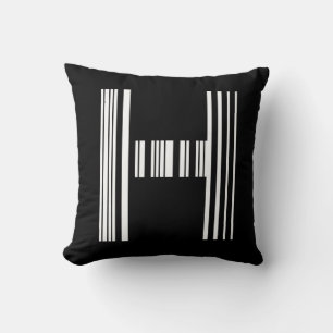 Coussin Code barre de la lettre H Première initiale Motif 