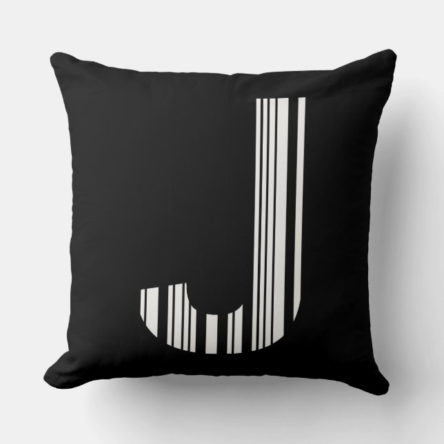 Coussin Code-barres lettre J première initiale Modèle de c (Recto)