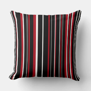 Coussin Code-barres noir, rouge foncé et blanc