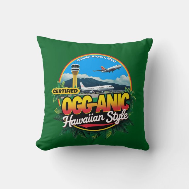 Coussin Code de l'aéroport Maui OGG-ANIC (Recto)