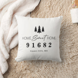 Coussin Code postal de la maison personnalisée Sweet Home