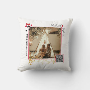 Coussin Code QR de chanson photo moderne personnalisé roug