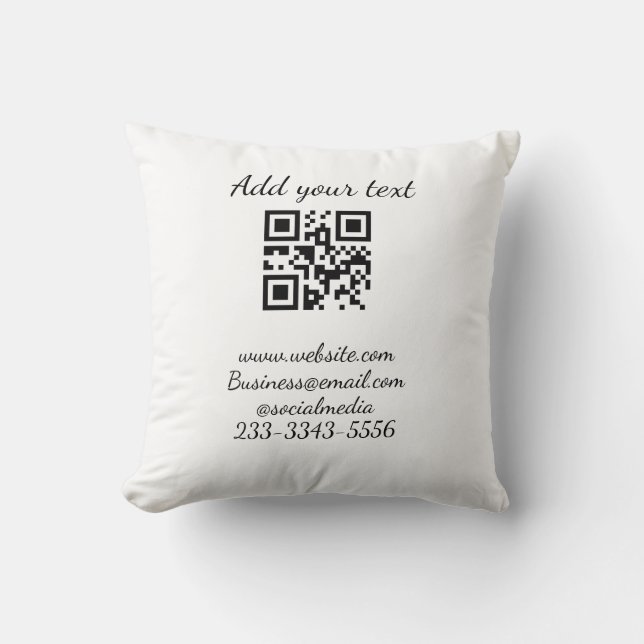 Coussin code QR personnalisé simple ajoutez votre nom text (Recto)