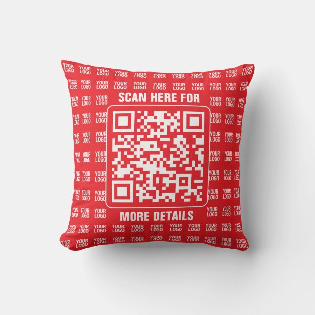 Coussin Code QR promotionnel (modifiable) avec Motif Logo (Recto)