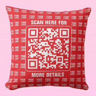 Coussin Code QR promotionnel (modifiable) avec Motif Logo