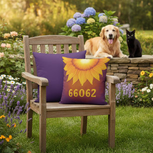 Coussin Code zip personnalisé Tournesol décoratif
