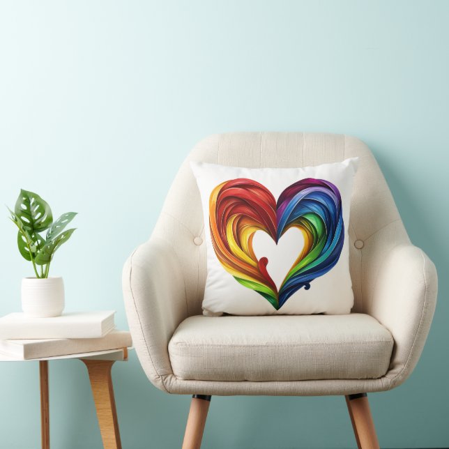 Coussin Coeur arc-en-ciel (Chaise)