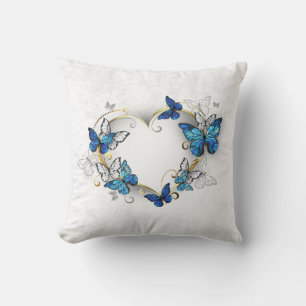 Coussin Coeur bijoux avec papillons Morpho