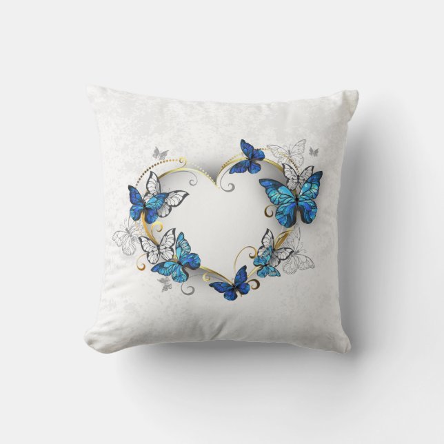 Coussin Coeur bijoux avec papillons Morpho (Recto)