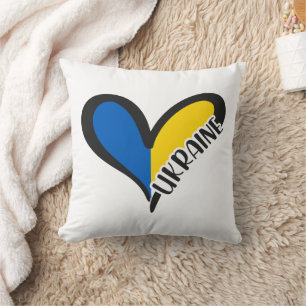 Coussin Coeur bleu et jaune, drapeau ukrainien