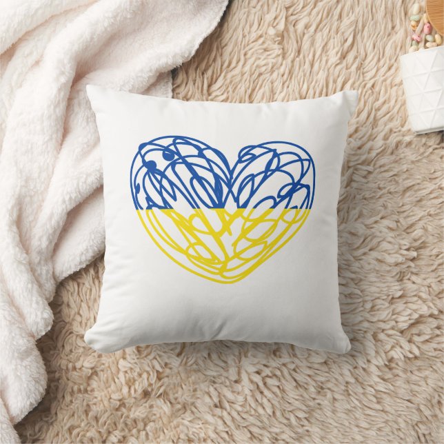 Coussin Coeur bleu et jaune, drapeau ukrainien (Couverture)