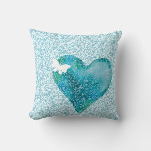 Coussin Coeur bleu voilé