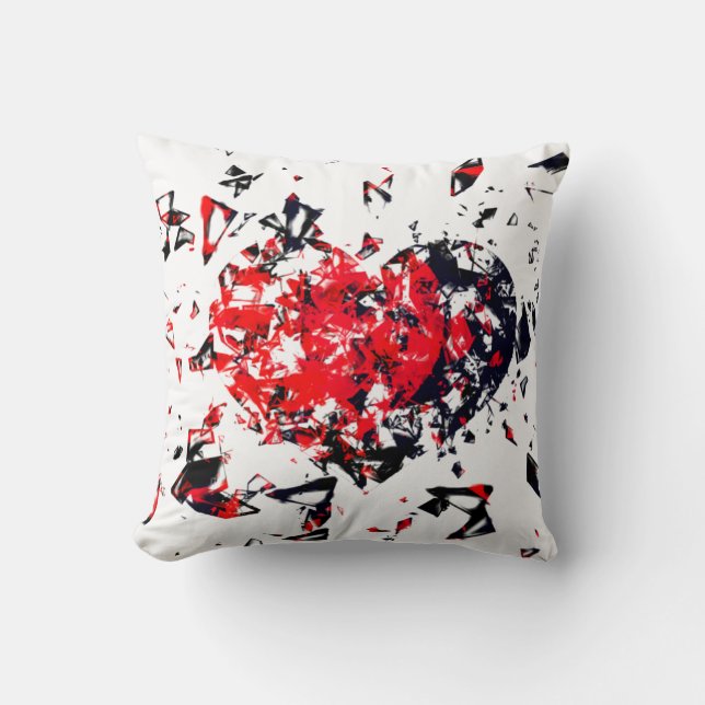 Coussin Coeur brisé version 2 rouge et noir (Recto)