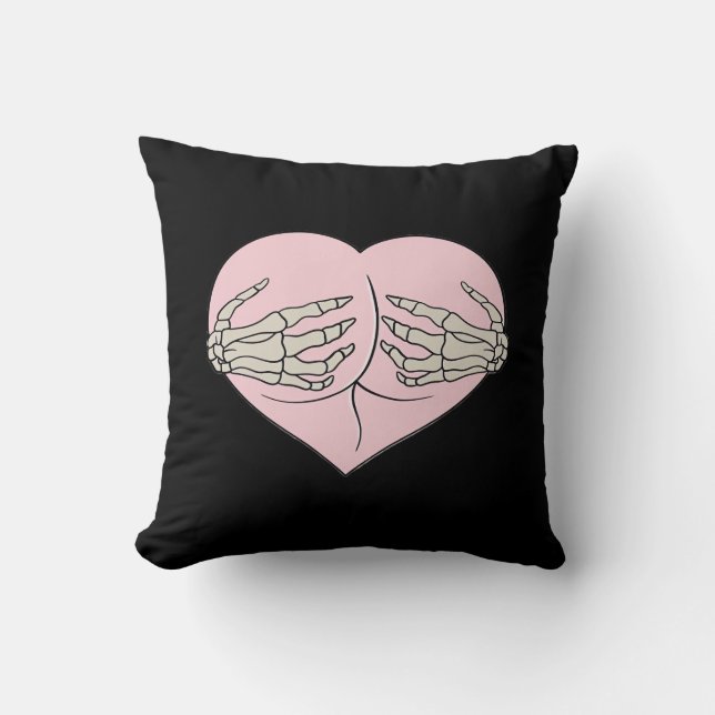 Coussin Coeur Butt Hug Skeleton Mains Classique (Recto)