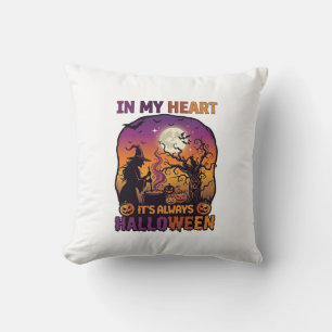 Coussin Cœur C'est toujours Halloween Sorcière Chaudron Ar