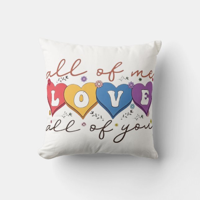 Coussin Cœur Coloré Citation d'Amour (Recto)