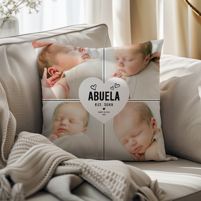 Coussin Cœur d'Abuela 4 Collage de photos (Créateur téléchargé)