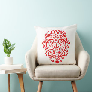 Coussin Cœur d'amour fantaisie rouge 50cm
