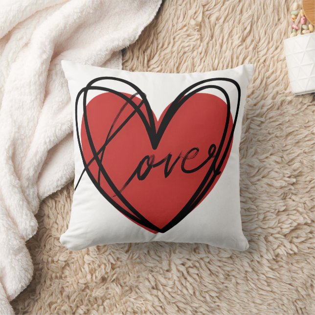 Coussin Cœur d'amour gribouillé (Couverture)